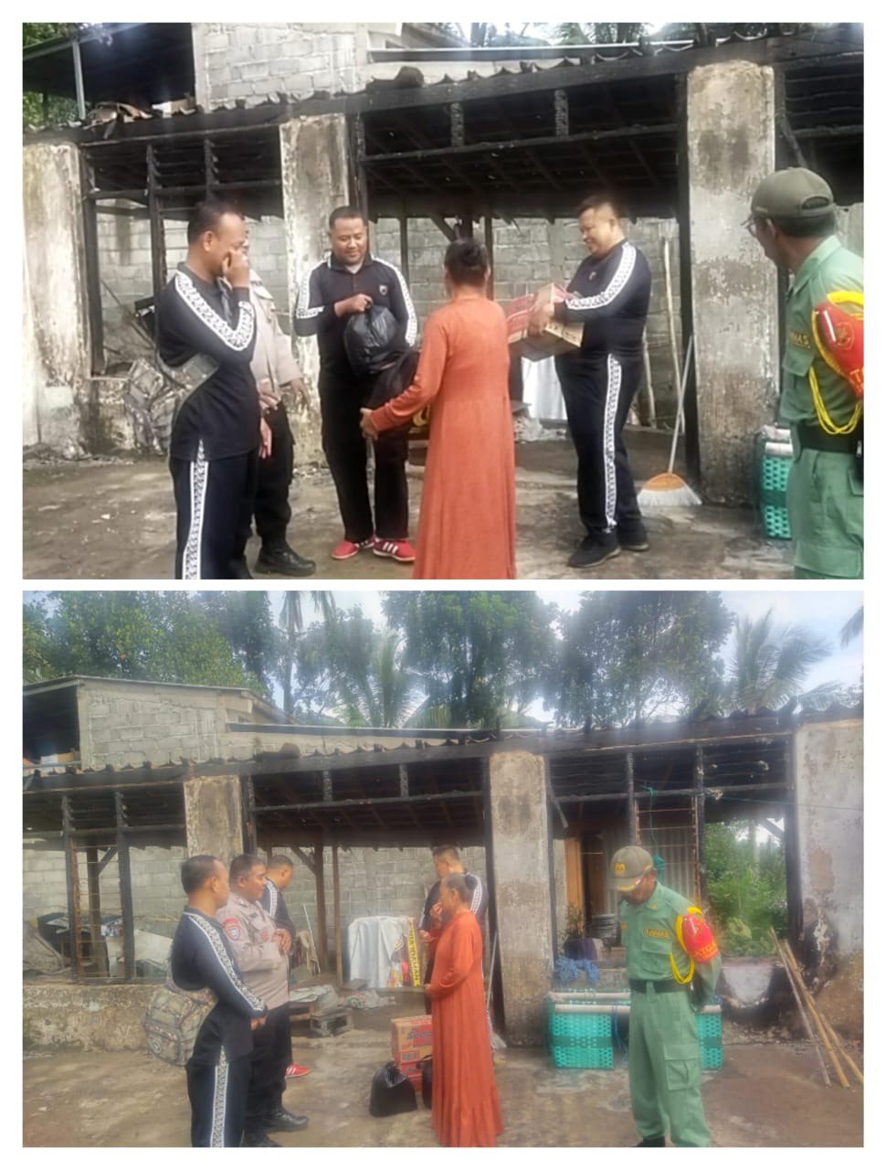 Bentuk Kepedulian POLRI Terhadap Sesama dan Lingkungan, Kapolsek Bergas Berikan Bantuan Korban Kebakaran Desa Pagersari