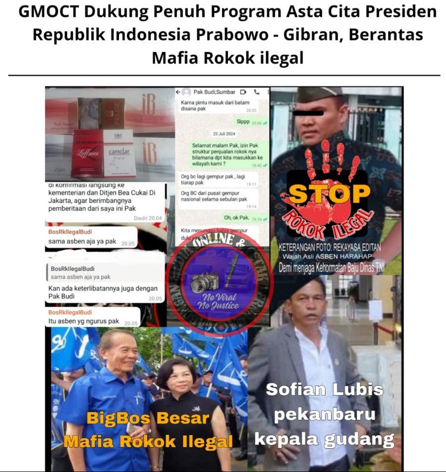 GMOCT Dukung Penuh Program Asta Cita Presiden Republik Indonesia Prabowo – Gibran, Berantas Mafia Rokok ilegal,