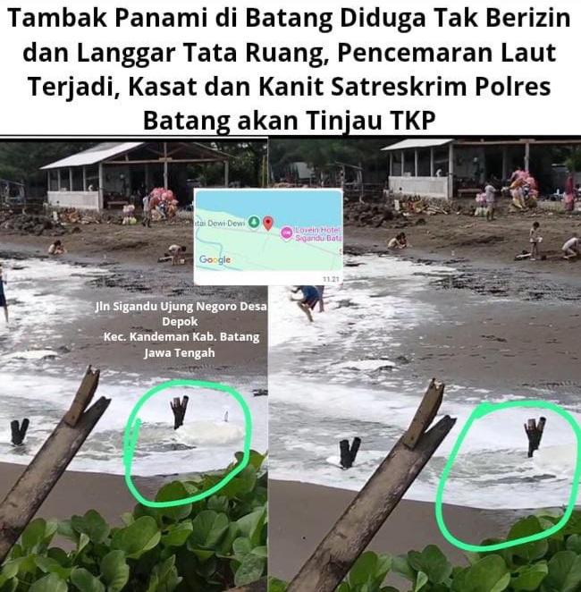 Tambak Panami di Batang Diduga Tak Berizin dan Langgar Tata Ruang, Pencemaran Laut Terjadi, Kasat dan Kanit Satreskrim Polres Batang akan Tinjau TKP