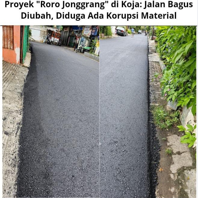 Proyek “Roro Jonggrang” di Koja: Jalan Bagus Diubah, Diduga Ada Korupsi Material