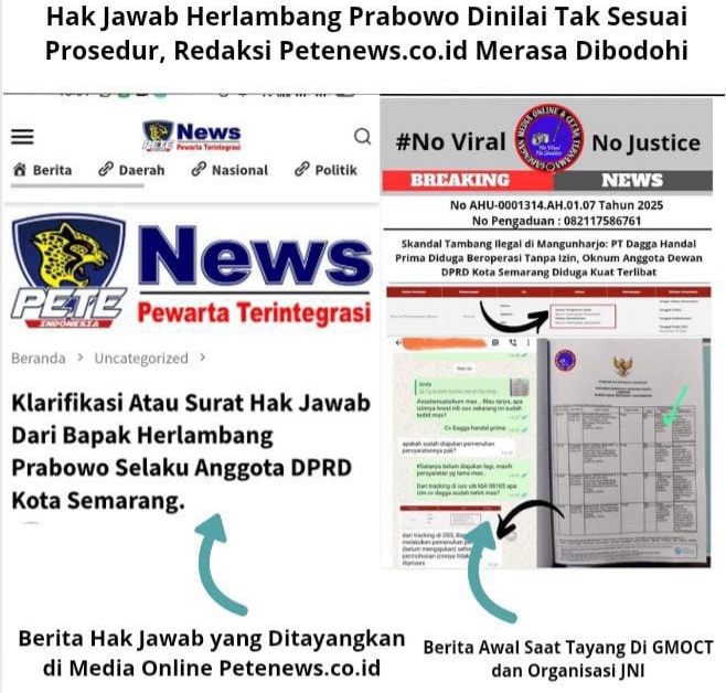 Hak Jawab Herlambang Prabowo Dinilai Tak Sesuai Prosedur, Redaksi Petenews.co.id Merasa Dibodohi