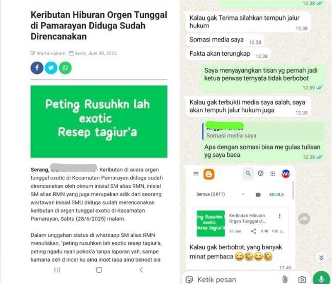 Wartawan Salahsatu Media Diduga Langgar Kode Etik Jurnalistik, Sebut Inisial Tanpa Konfirmasi