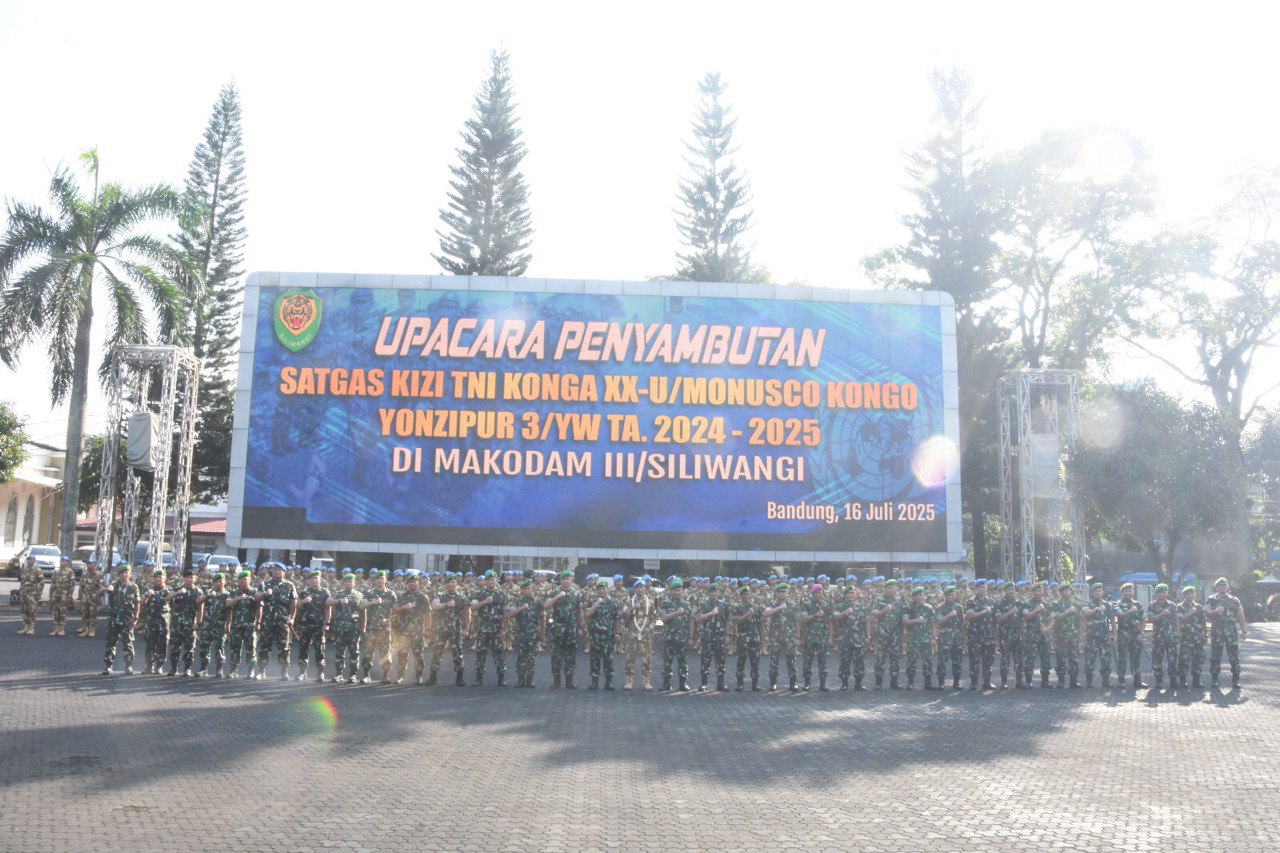 Pangdam III/Slw Sambut Satgas Kizi TNI Konga XX-U/Monusco Kongo Yonzipur 3/YW