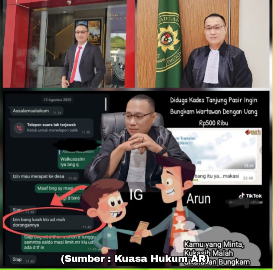 Terkait Viral Berita Kades Tanjung Pasir Bungkam Media : Uang itu Atas Permintaan Saudara IGR, ini Bukti Chatnya