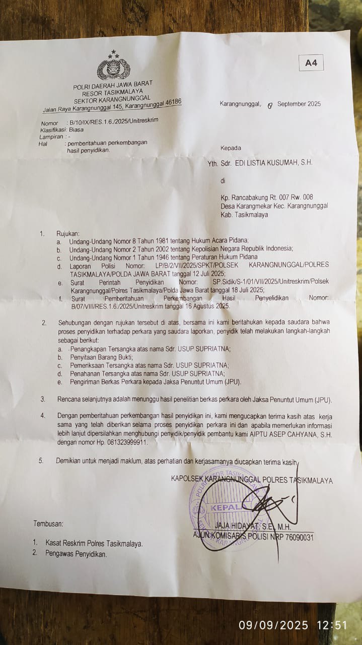 Media SBI Apresiasi untuk Polsek Karangnunggal dan Polres Tasikmalaya atas Pengungkapan Kasus Penganiayaan Jurnalis