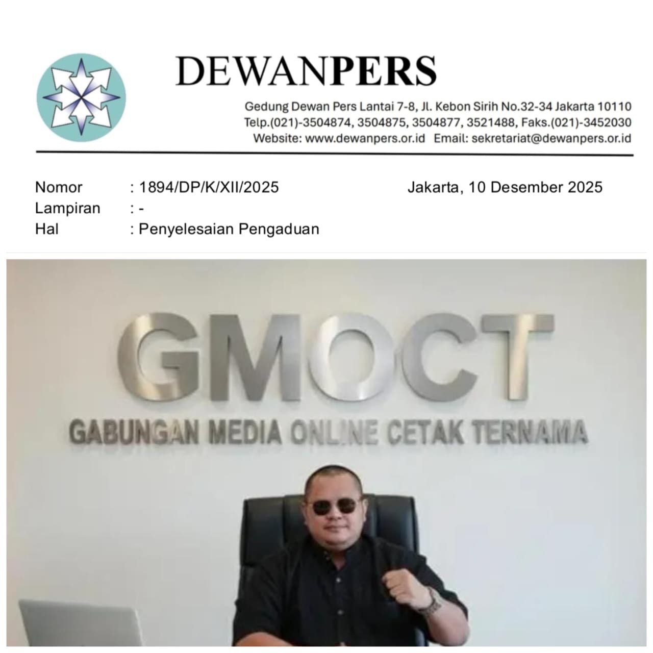 Media KabarSBI, Terima Surat Penyelesaian Pengaduan dari Dewan Pers, Redaksi Resmi Sampaikan Jawaban Lengkap