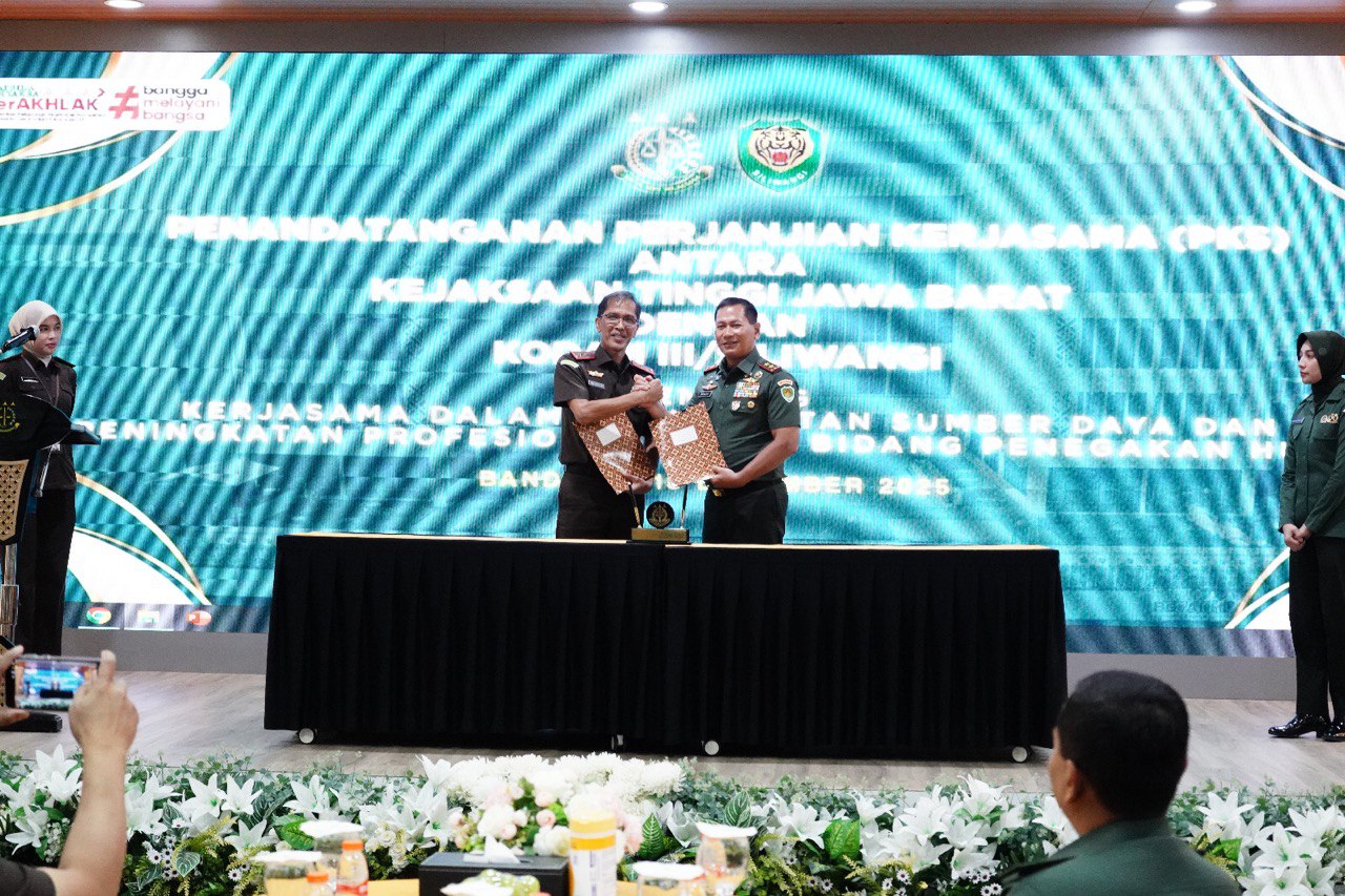 Pangdam III/Slw dan Kajati Jabar Tandatangani PKS