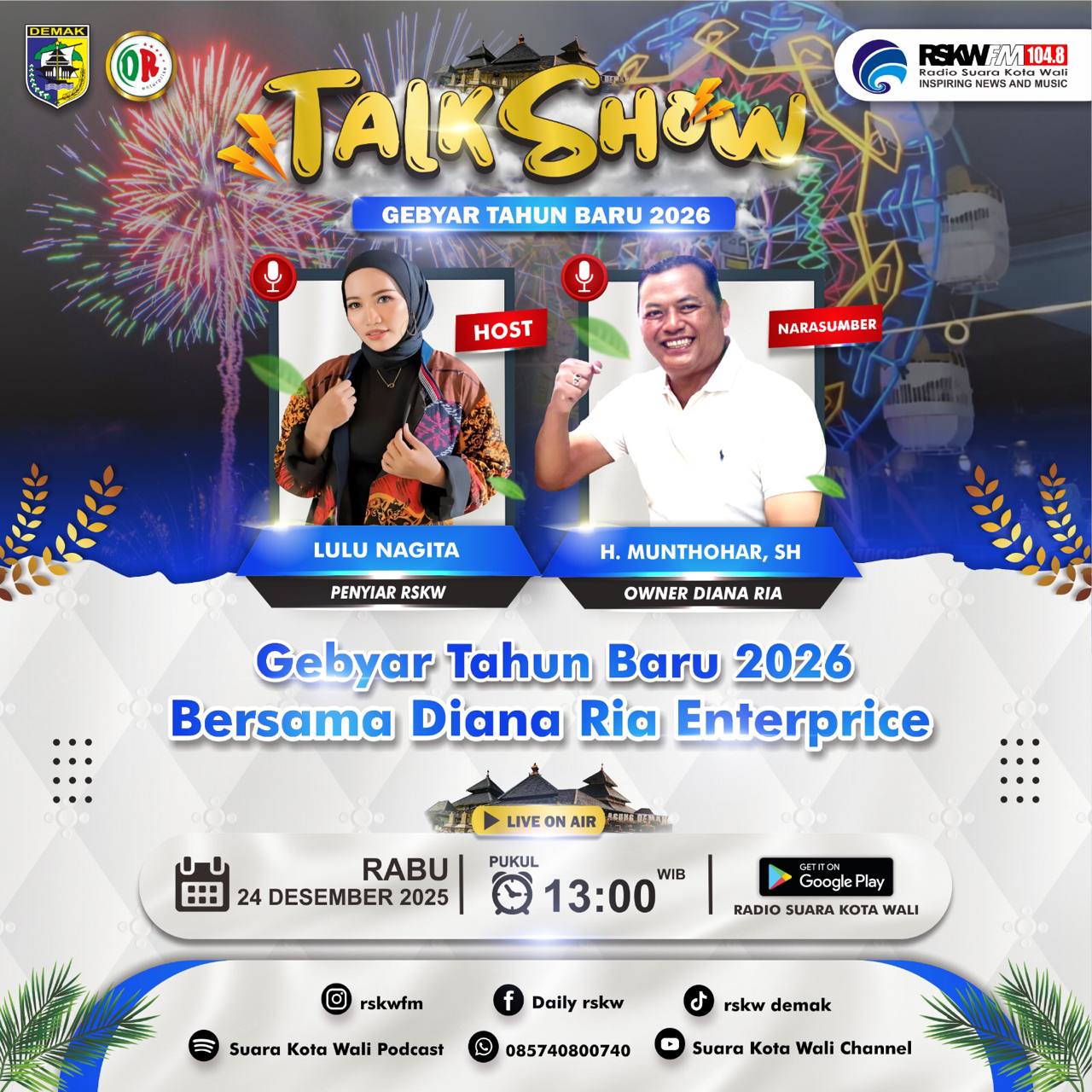 Gebyar Tahun Baru 2026 Bersama Diana Ria Enterprice Hadir di Talk Show Radio RSKW FM