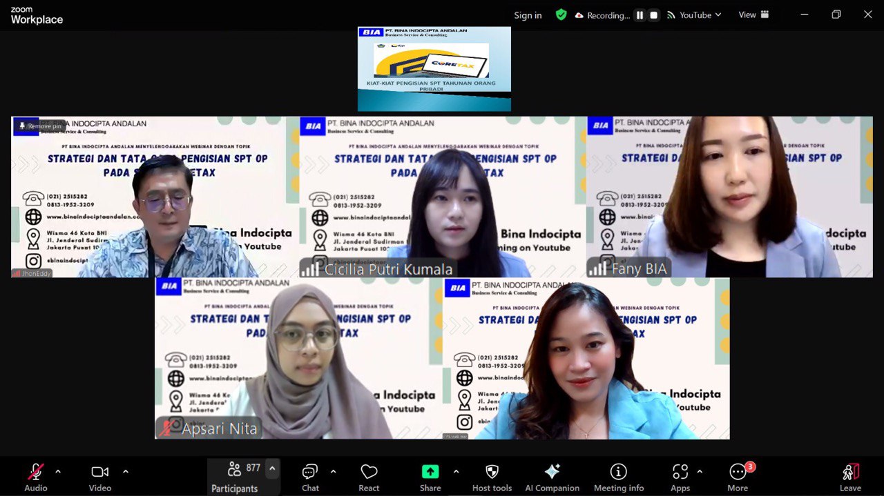 PT. Bina Indocipta Andalan Menyelenggarakan Webinar dengan tema Strategi dan Tata Cara Pengisian SPT Orang Pribadi Pada Sistem Coretax