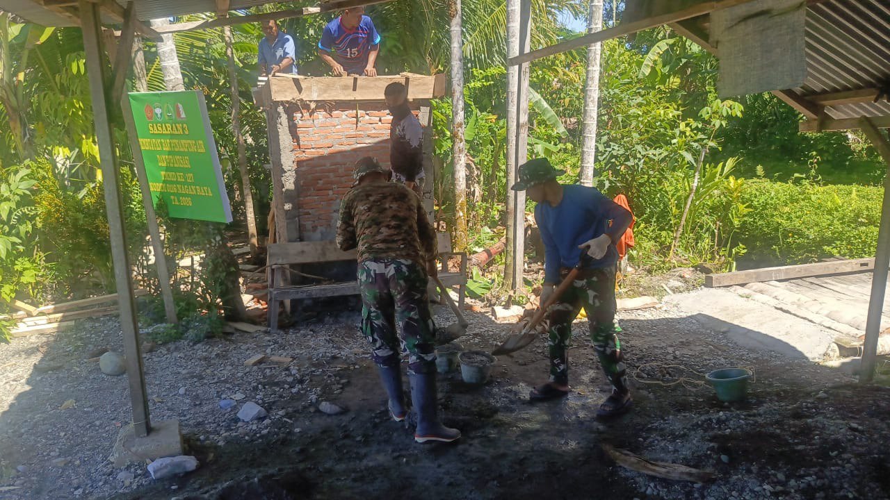 Infrastruktur Air Bersih Jadi Prioritas, Bak Penampungan TMMD Ke-127 Nagan Raya Masuk Tahap Pemasangan Batu Bata