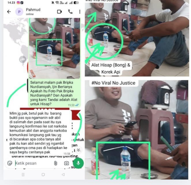 TERUNGKAP! Bripka Nurdiansyah yang Diduga Intimidasi Wartawan, Disinyalir Pemakai Sabu – Foto Bukti Ada Alat Hisap (Klaim “Mengamankan” tapi Duduk Santai Dekat Alat Narkoba)