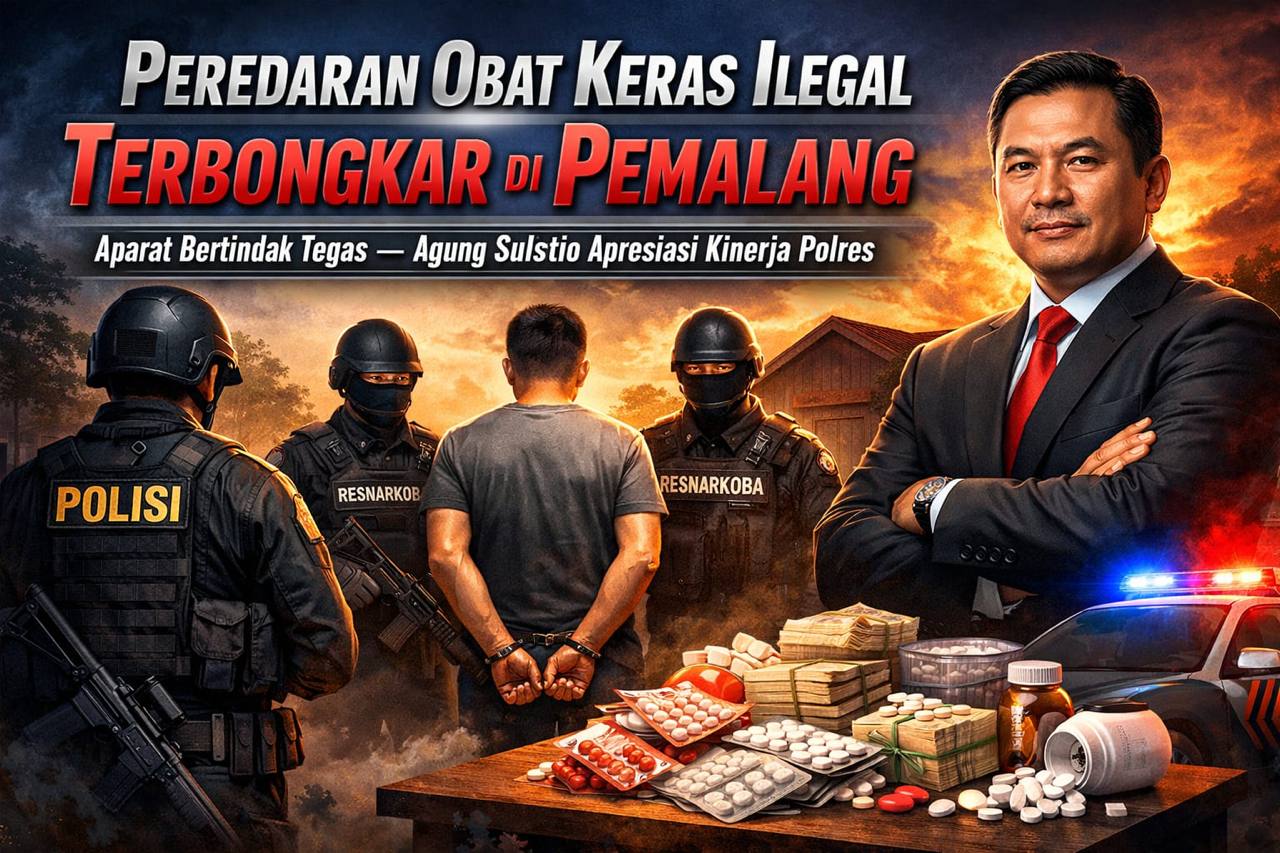 Peredaran Obat Keras Ilegal Terbongkar di Pemalang, Aparat Bertindak Tegas — Agung Sulistio Apresiasi Kinerja Polres