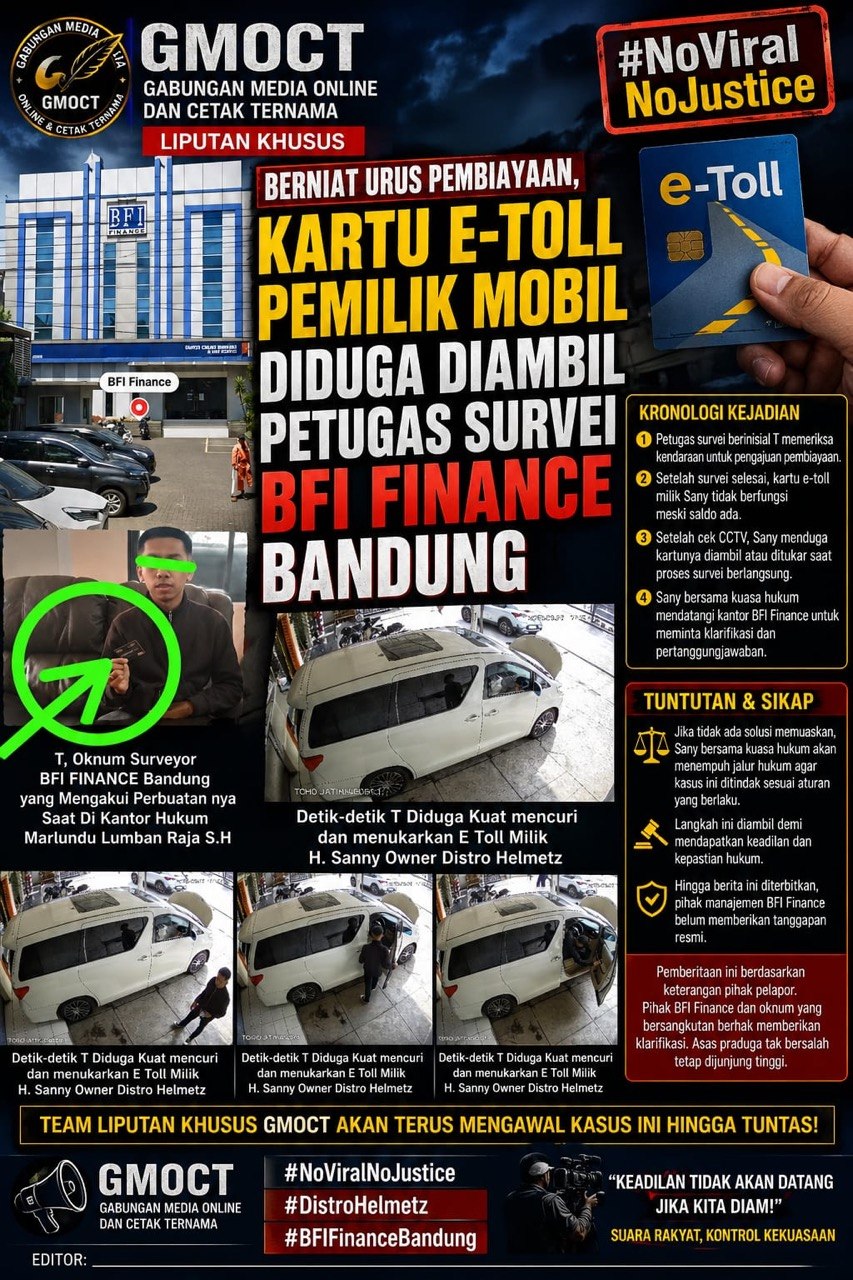 Berniat Urus Pembiayaan, Kartu E-TOLL Pemilik Mobil Diduga Diambil Petugas Survei BFI Finance Bandung