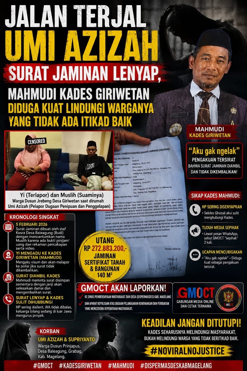 Jalan Terjal Umi Azizah, Surat Jaminan Lenyap, Mahmudi Kades Giriwetan Diduga Kuat Lindungi Warganya yang Tidak ada Itikad Baik