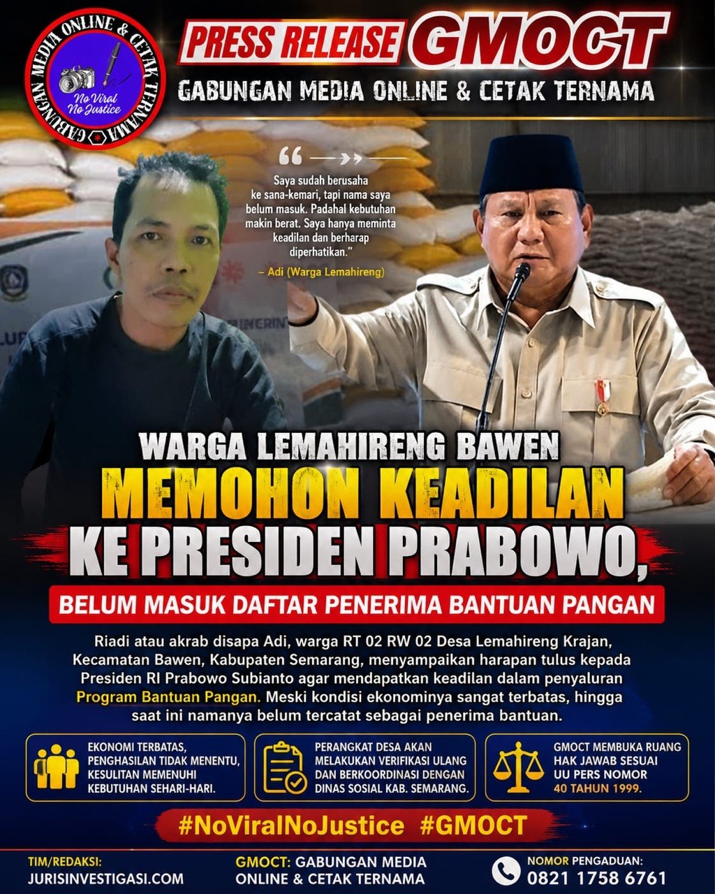 Warga Lemahireng Bawen Memohon Keadilan ke Presiden Prabowo, Belum Masuk Daftar Penerima Bantuan Pangan