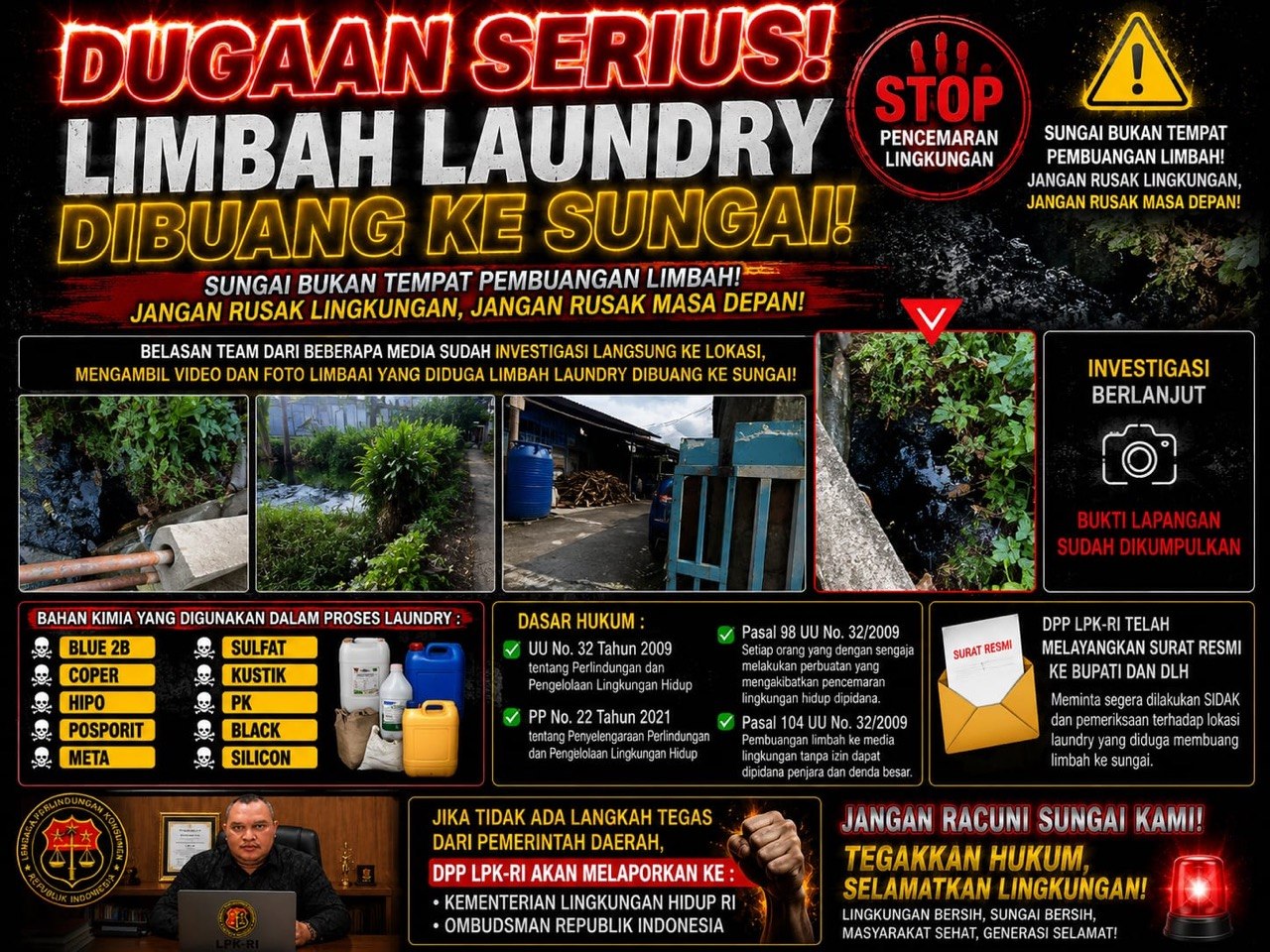 Dugaan Limbah Laundry di Kabupaten Pekalongan Disorot Belasan Media, Turun Investigasi
