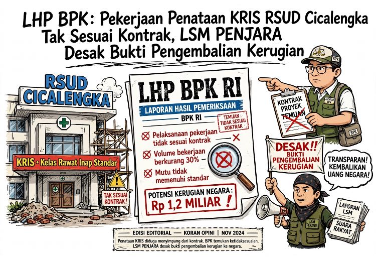 LHP BPK: Pekerjaan Penataan KRIS RSUD Cicalengka Tak Sesuai Kontrak,  LSM PENJARA Desak Bukti Pengembalian Kerugian 