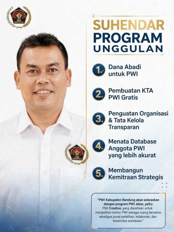 Tak hanya KTA gratis ,ini 5 program unggulan Suhendar untuk PWI Kabupaten Bandung